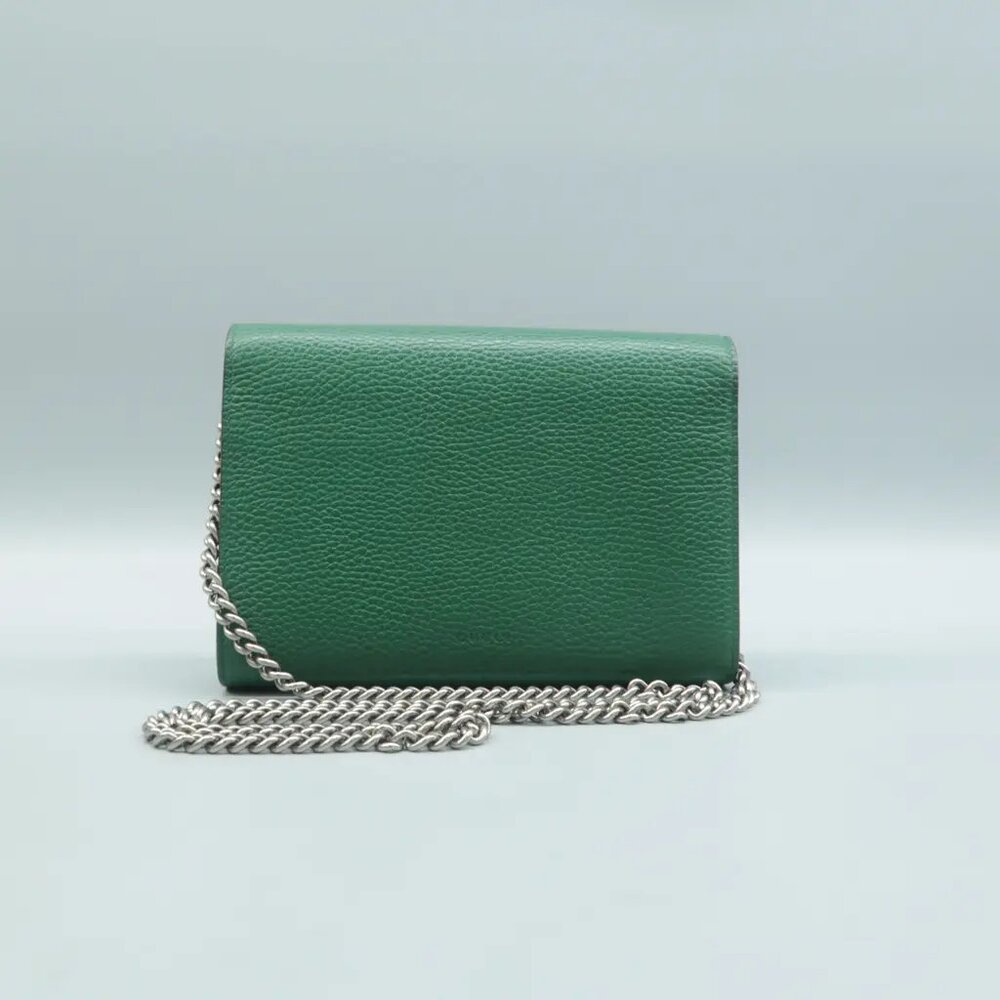 100% Authentic GUCCI Dionysus Green Leather Shoulder Bag - Picture 2 of 12